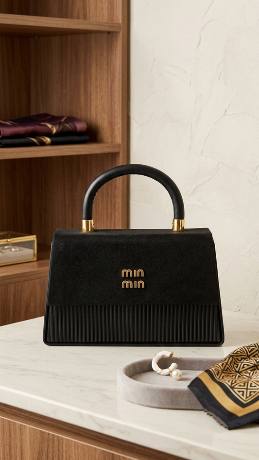 Ref 1001-✨ Bolso Min en Cuero y Gamuza – Elegancia Versátil 👜