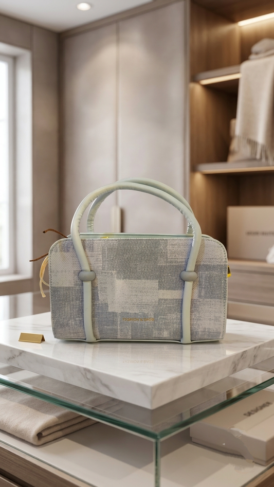 Ref 1002- ✨ Bolso Elegante en Cuero y Textil – Edición Chic