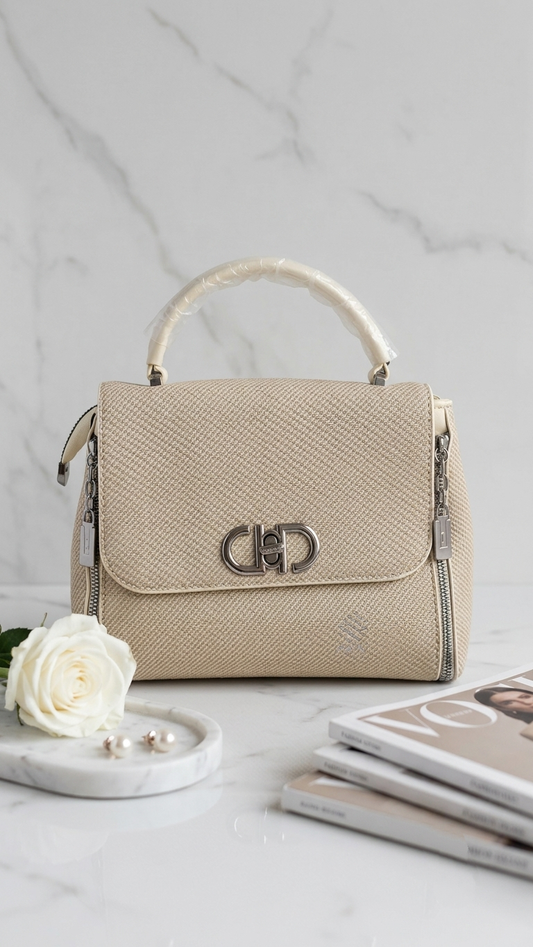 Ref 1006-✨ ✨ Bolso Elegante en Textura Tejida – Beige Pret-a-Porter