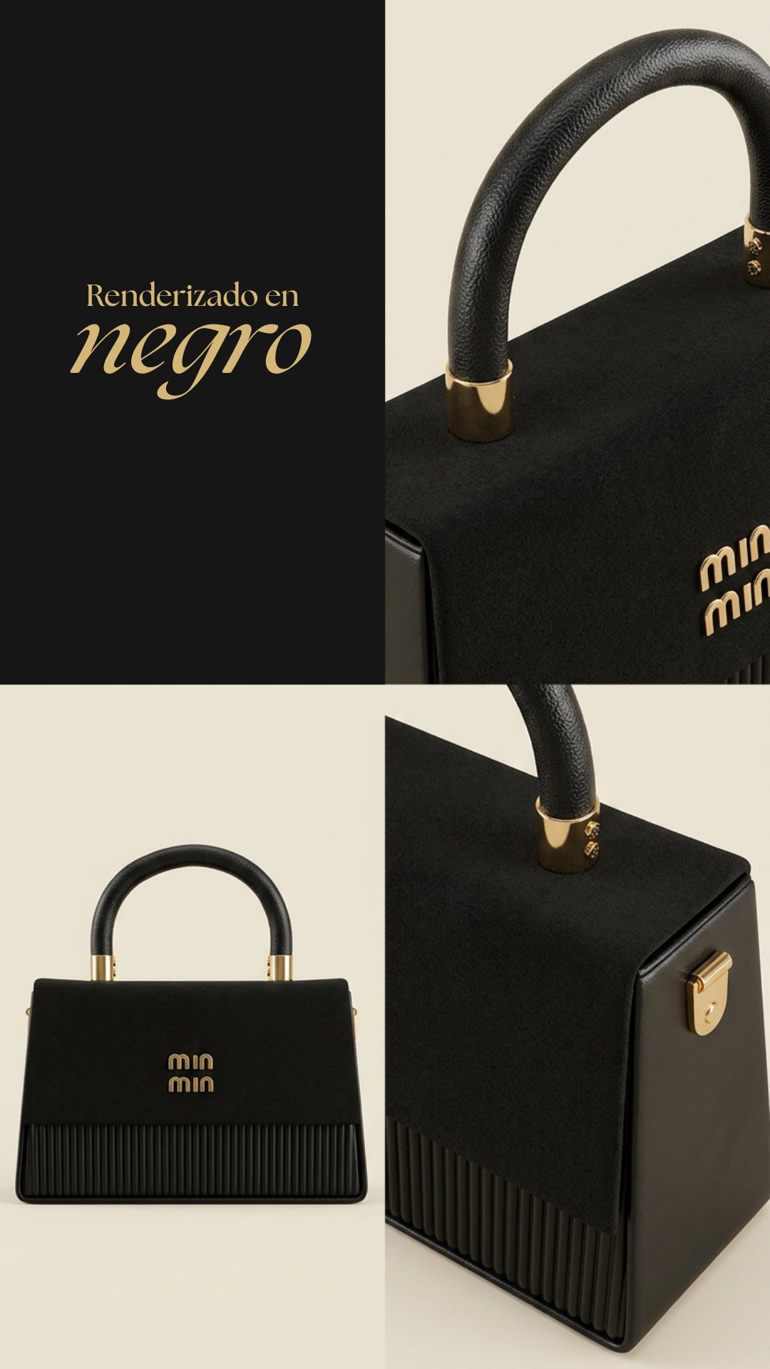 Ref 1001-✨ Bolso Min en Cuero y Gamuza – Elegancia Versátil 👜